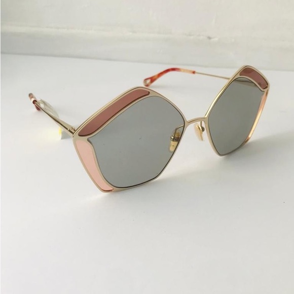 New - Chloé CH0026S Gemma metal and acetate pentagon-frame sunglasses - Picture 9 of 16